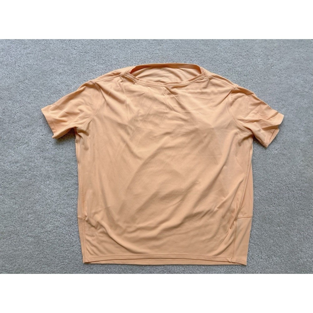Lululemon Womens Curved Hem Shirt Size 4/6 (Bust 40")Short Sleeve Workout Orange